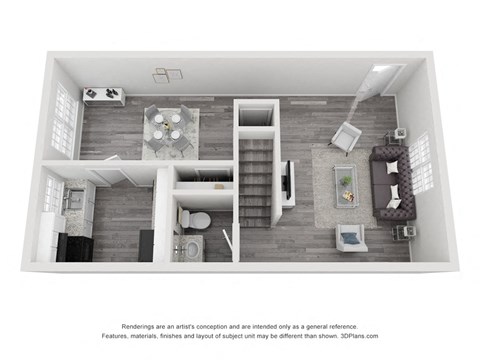 a stylized floor plan of a103 sq ft